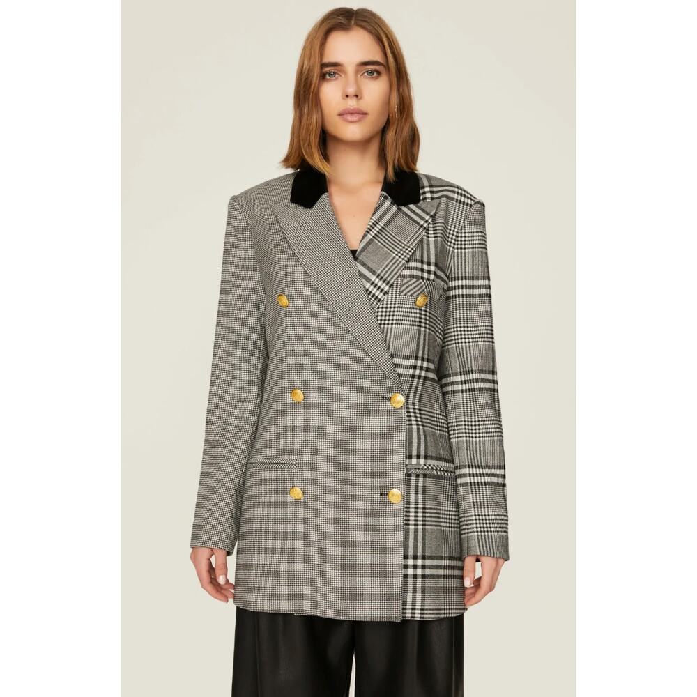 Ronny Kobo Collection Black and Gray Plaid Blazer